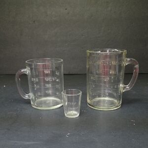 Hazel Atlas Vintage Glass Measuring Cup 1 Cup, 1 1/2cup, Vtg Shot Glass